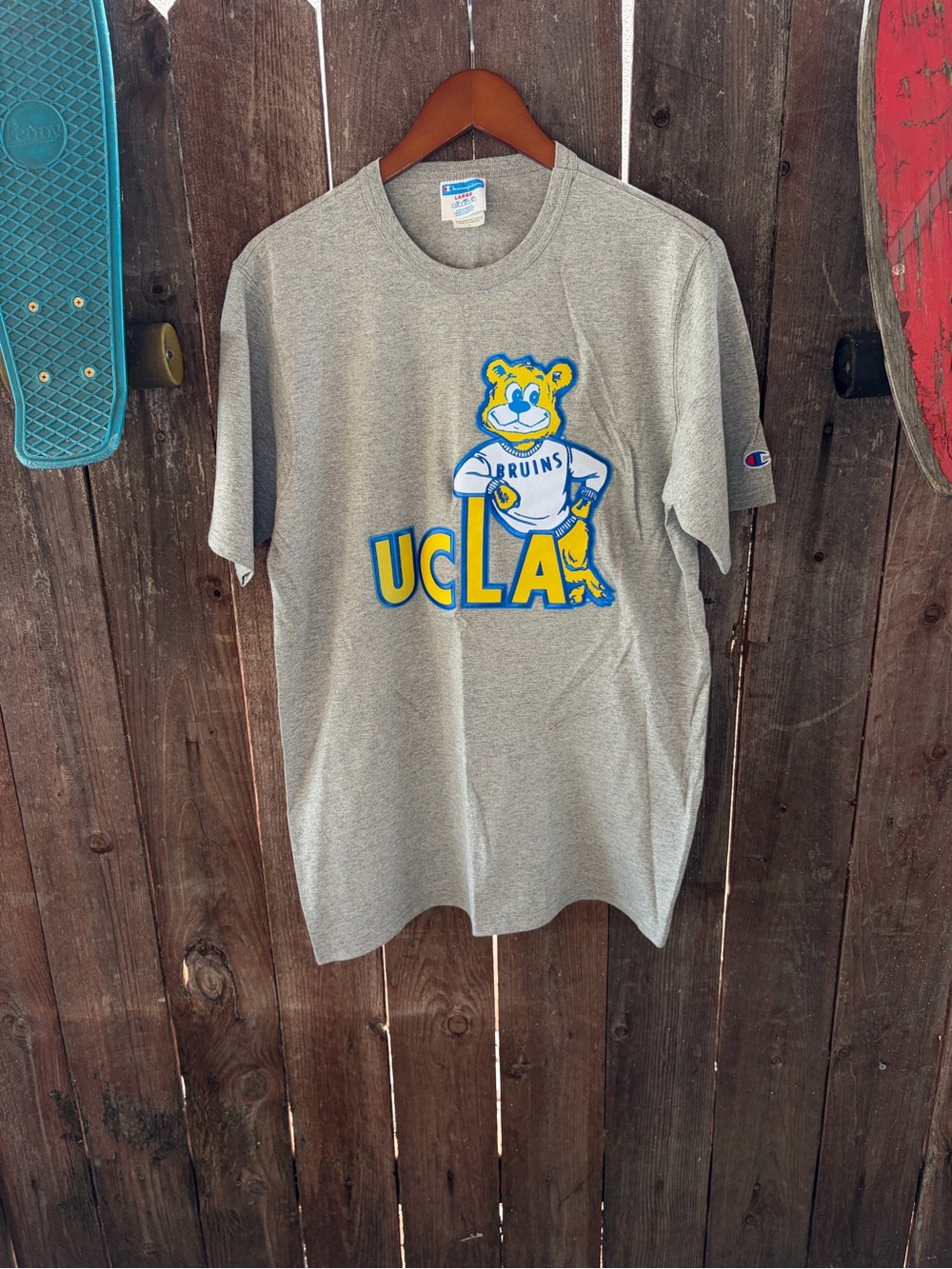Champion Grey UCLA Bruins Graphic Tee with Yellow & Blue Mascot
